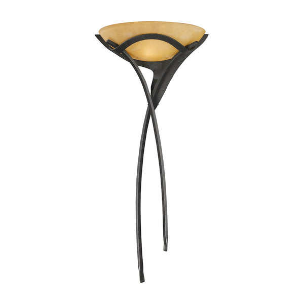 Aurora 1 Light Sconce In Antique Bronze With Amber Scavo Glass