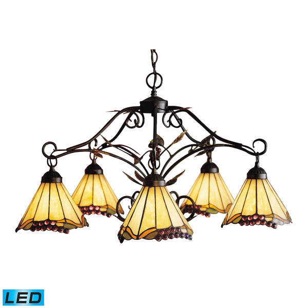 Grape Trellis 5 Light LED Chandelier In Antique Iron