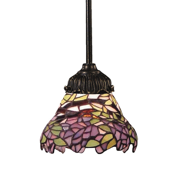 Mix-N-Match 1 Light Pendant In Tiffany Bronze And Multicolor Glass