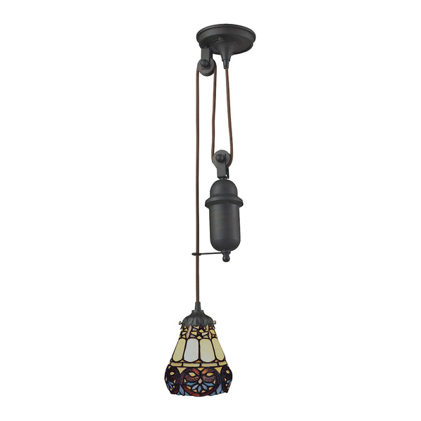 Mix-N-Match 1 Light Pulldown Pendant In Tiffany Bronze