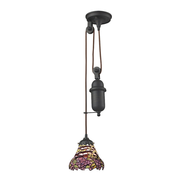 Mix-N-Match 1 Light Pulldown Pendant In Tiffany Bronze
