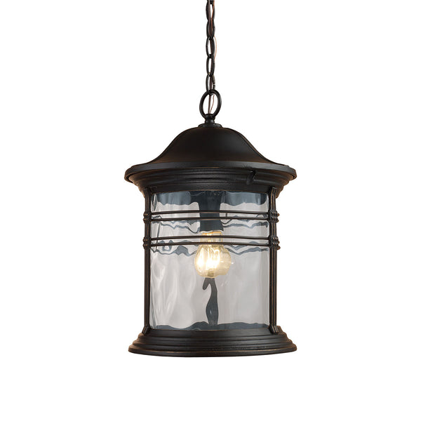 Madison 1 Light Outdoor Pendant In Matte Black