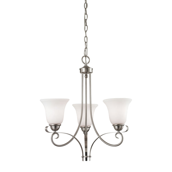 Brighton 3 Light EEF Chandelier In Brushed Nickel