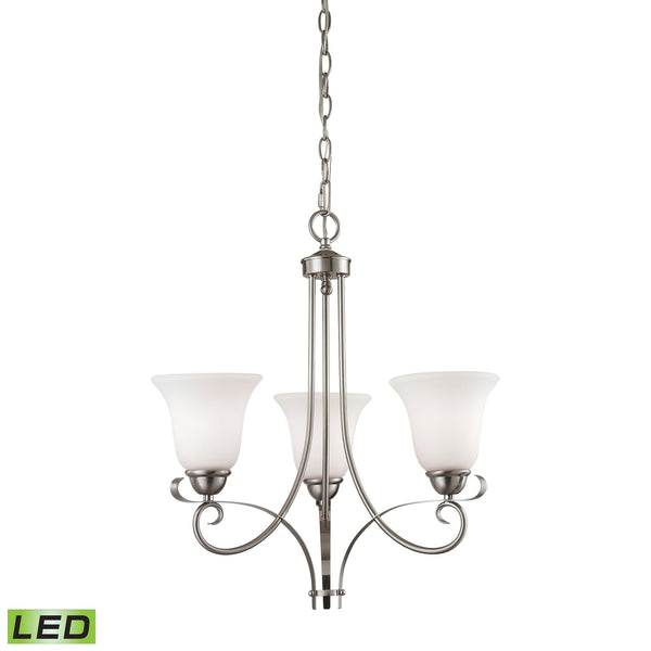 Brighton 3 Light LED Chandelier In Brushed Nickel