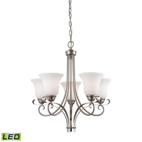Brighton 5 Light LED Chandelier In Brushed Nickel