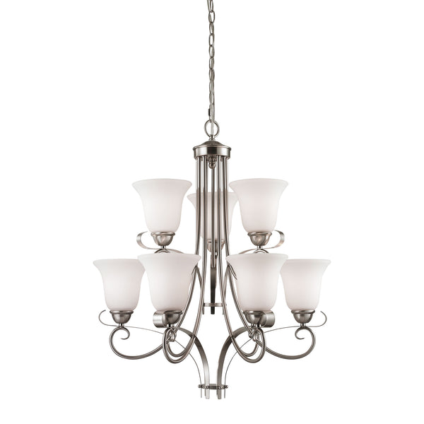 Brighton 9 Light EEF Chandelier In Brushed Nickel