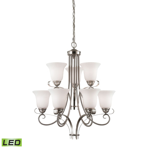 Brighton 9 Light LED Chandelier In Brushed Nickel