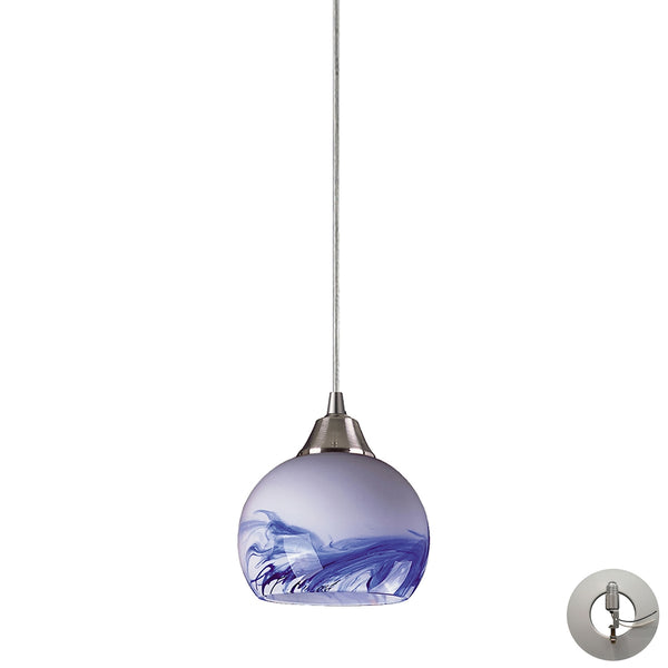 Mela 1 Light Pendant in Satin Nickel And Mountain - Includes Recessed Lighting Kit