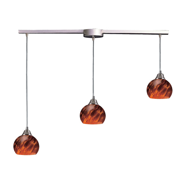 Mela 3 Light Pendant In Satin Nickel And Espresso