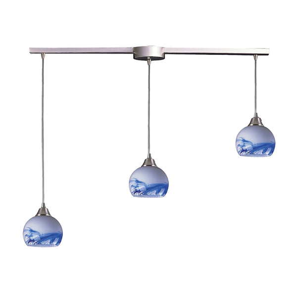 Mela 3 Light Pendant In Satin Nickel And Mountain