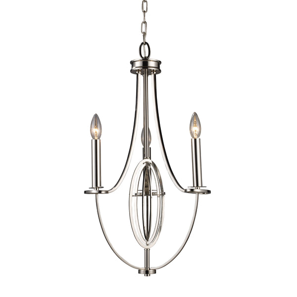 Dione 3 Light Chandelier In Polished Nickel