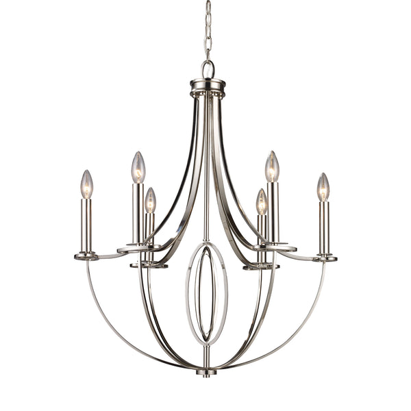 Dione 6 Light Chandelier In Polished Nickel