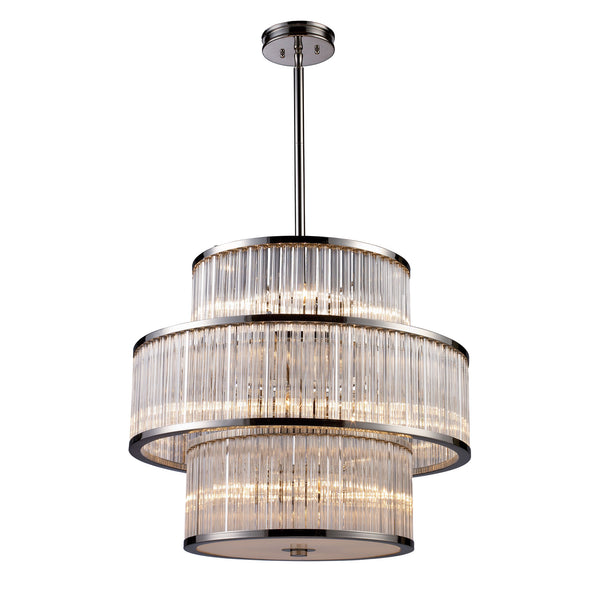 Braxton 15 Light Pendant In Polished Nickel