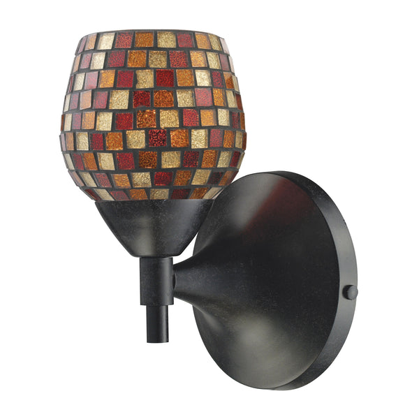 Celina 1 Light Sconce In Dark Rust And Multi Fusion Glass