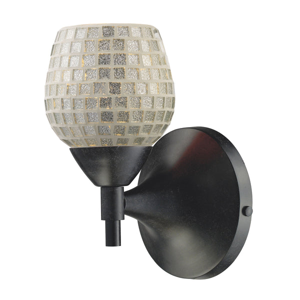 Celina 1 Light Sconce In Dark Rust And Silver Glass