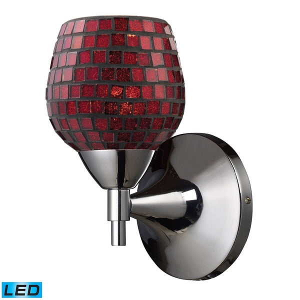 Celina 1 Light LED Sconce In Polished Chrome And Copper Glass