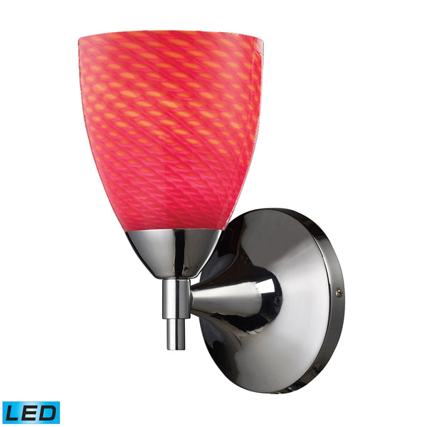 Celina 1 Light LED Sconce In Polished Chrome And Scarlet Red Glass