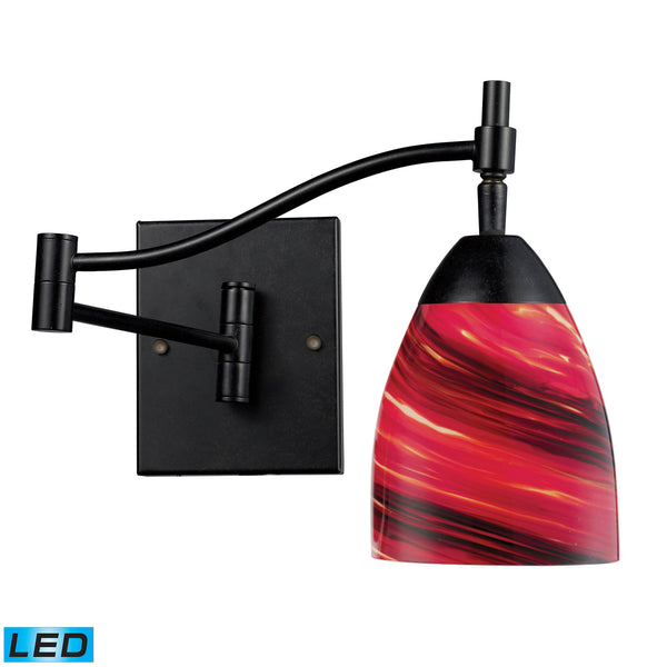 Celina 1 Light LED Swingarm Sconce In Dark Rust And Autumn Glass