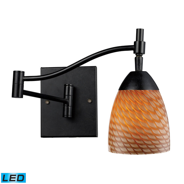 Celina 1 Light LED Swingarm Sconce In Dark Rust And Cocoa Glass