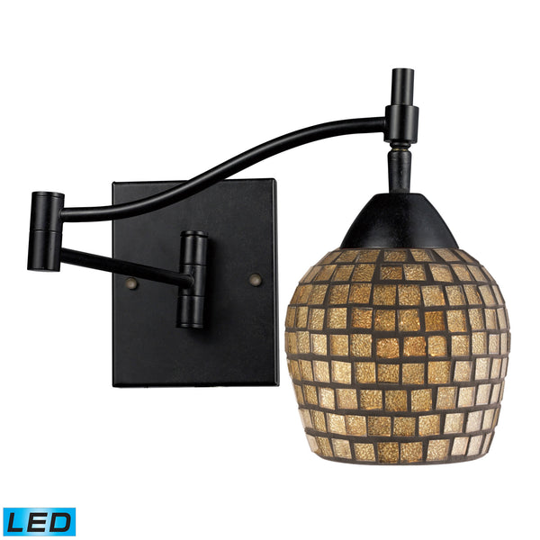 Celina 1 Light LED Swingarm Sconce In Dark Rust And Gold Leaf