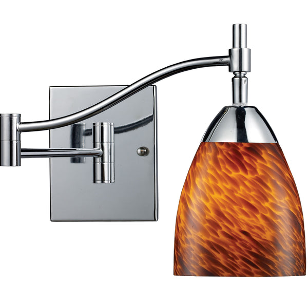 Celina 1 Light Swingarm Sconce In Polished Chrome And Espresso