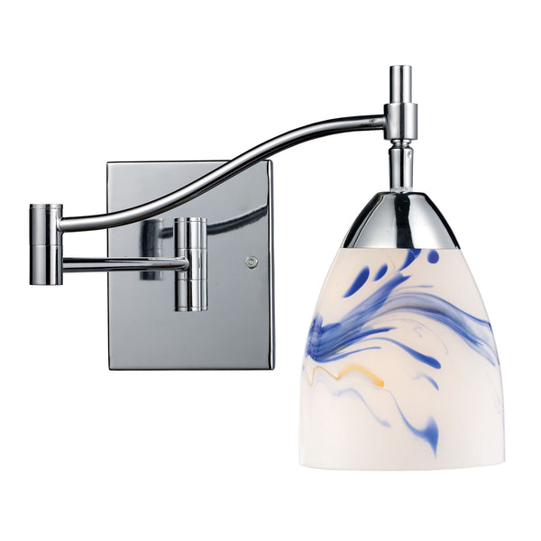 Celina 1 Light Swingarm Sconce In Polished Chrome And Mountain