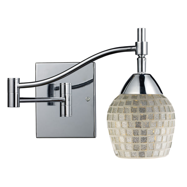 Celina 1 Light Swingarm Sconce In Polished Chrome And Silver Glass