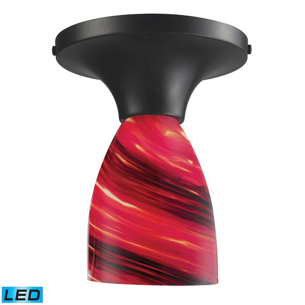 Celina 1 Light LED Semi Flush In Dark Rust And Autumn Glass