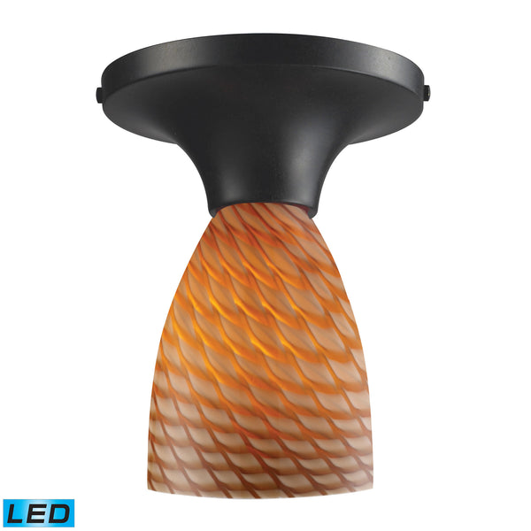 Celina 1 Light LED Semi Flush In Dark Rust And Cocoa Glass