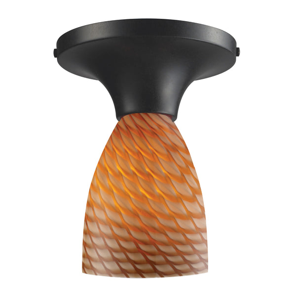 Celina 1 Light Semi Flush In Dark Rust And Cocoa Glass