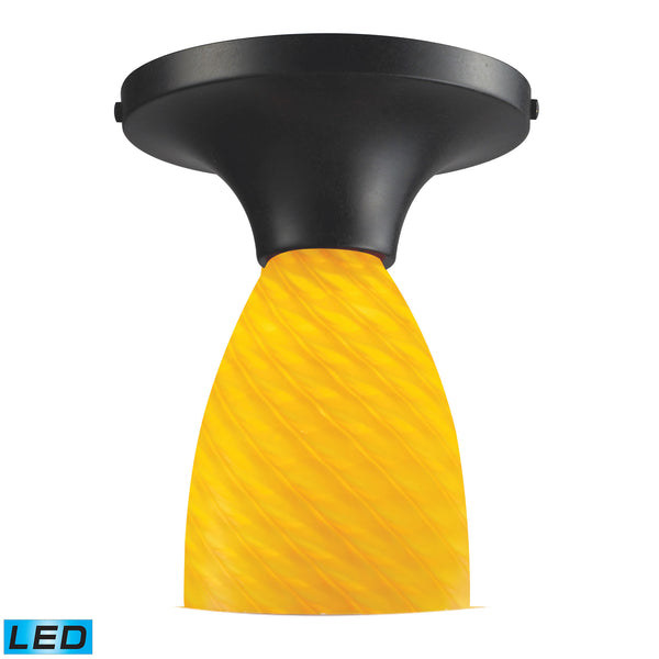 Celina 1 Light LED Semi Flush In Dark Rust And Canary Glass