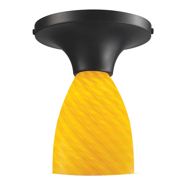 Celina 1 Light Semi Flush In Dark Rust And Canary Glass