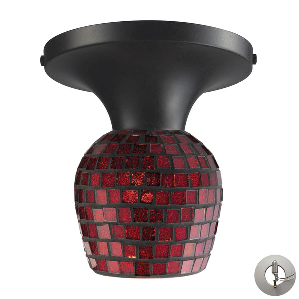 Celina 1 Light Semi Flush In Dark Rust And Copper Glass - Includes Recessed Lighting Kit