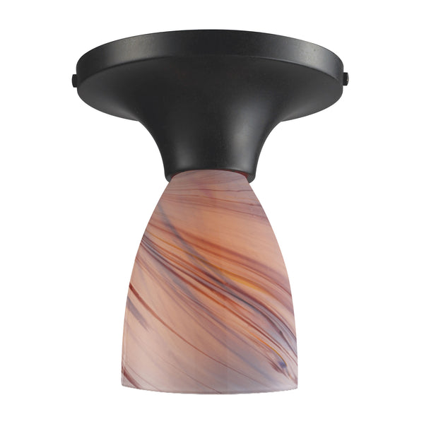 Celina 1 Light Semi Flush In Dark Rust And Creme Glass