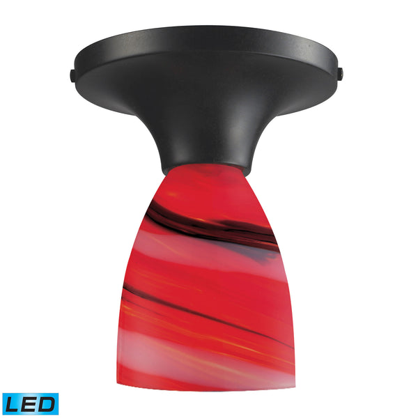 Celina 1 Light LED Semi Flush In Dark Rust And Candy Glass