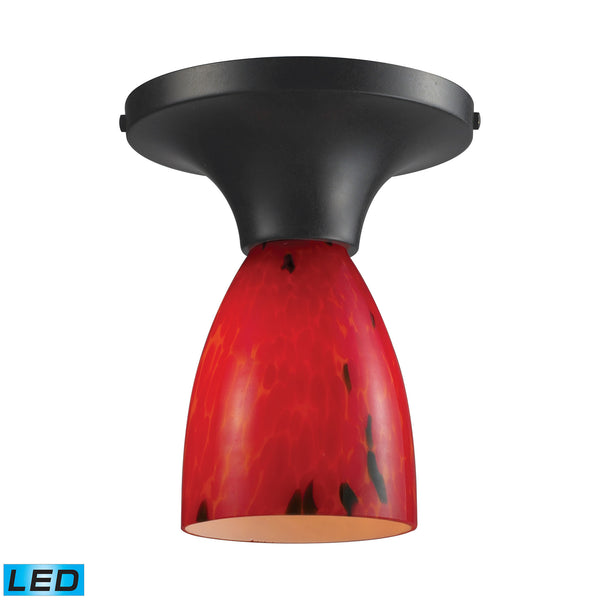 Celina 1 Light LED Semi Flush In Dark Rust And Fire Red