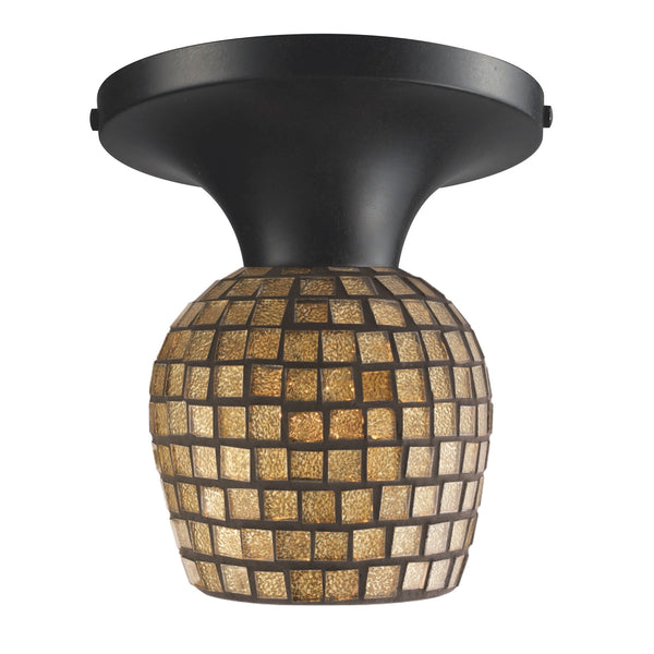 Celina 1 Light Semi Flush In Dark Rust And Gold Leaf Glass