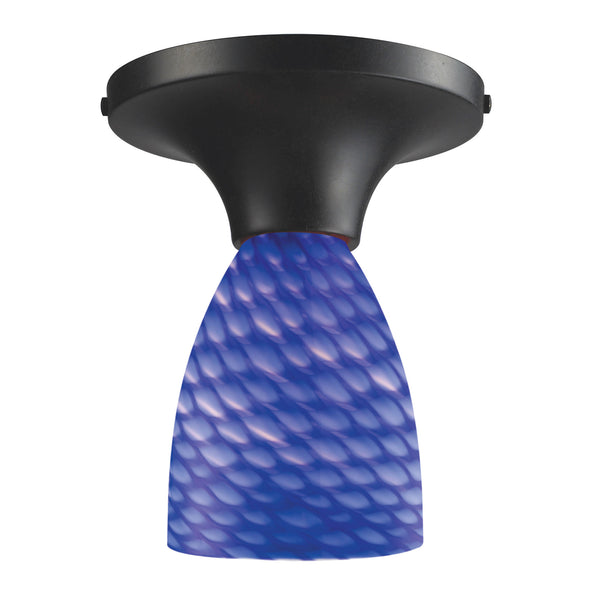 Celina 1 Light Semi Flush In Dark Rust And Sapphire Glass