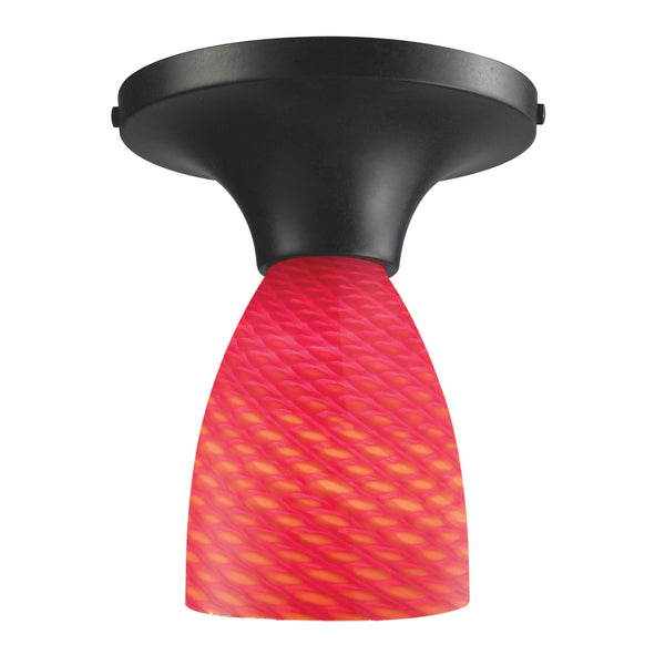 Celina 1 Light Semi Flush In Dark Rust And Scarlet Red Glass