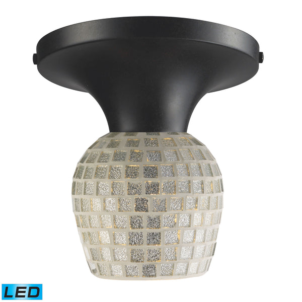Celina 1 Light LED Semi Flush In Dark Rust And Silver Glass