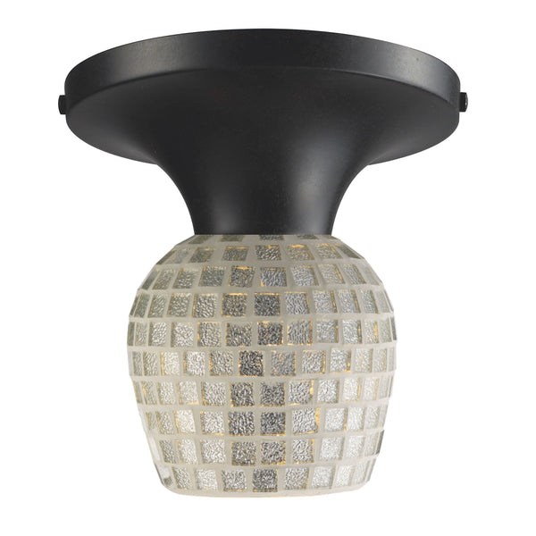 Celina 1 Light Semi Flush In Dark Rust And Silver Glass