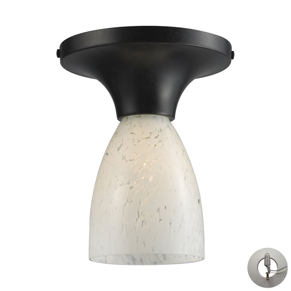 Celina 1 Light Semi Flush In Dark Rust And Snow White - Includes Recessed Lighting Kit