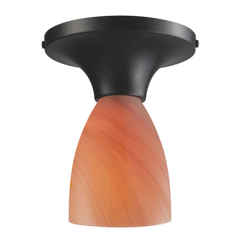 Celina 1 Light Semi Flush In Dark Rust And Sandy Glass