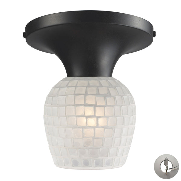 Celina 1 Light Semi Flush In Dark Rust And White - Includes Recessed Lighting Kit