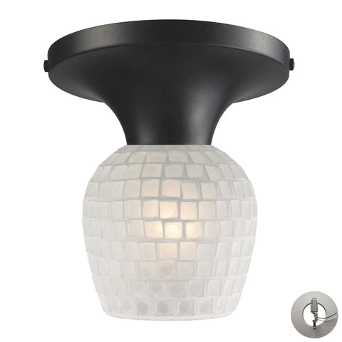 Celina 1 Light Semi Flush In Dark Rust And White - Includes Recessed Lighting Kit