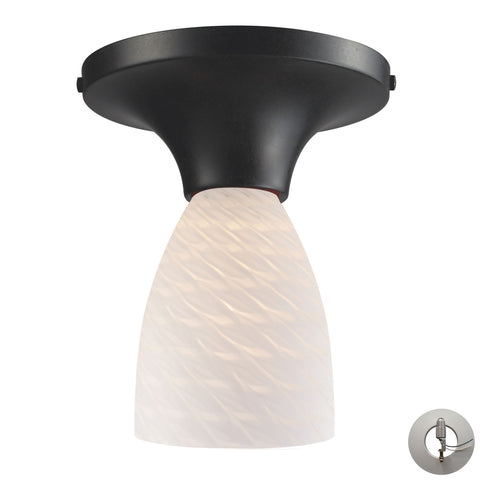 Celina 1 Light Semi Flush In Dark Rust And White Swirl Glass - Includes Recessed Lighting Kit
