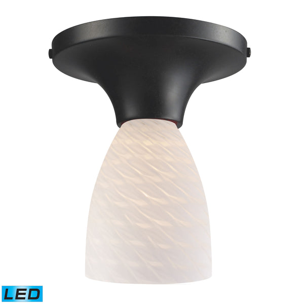 Celina 1 Light LED Semi Flush In Dark Rust And White Swirl Glass