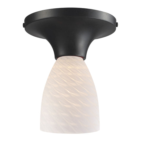 Celina 1 Light Semi Flush In Dark Rust And White Swirl Glass