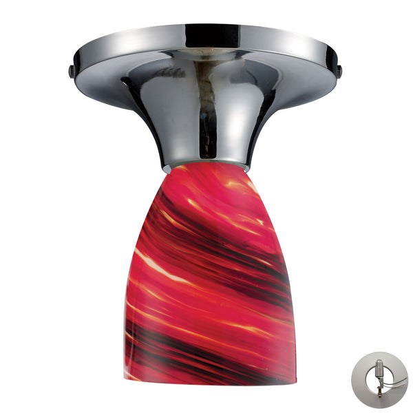 Celina 1 Light Semi Flush In Polished Chrome And Autumn Glass - Includes Recessed Lighting Kit