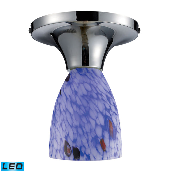 Celina 1 Light LED Semi Flush In Polished Chrome And Starburst Blue Glass